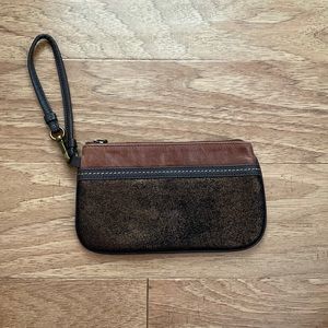 The Sak Brown Leather Wristlet